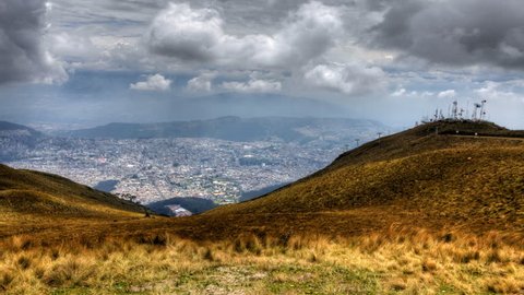 4K UltraHD A view above the City of Quito, Ecuador Adlı Stok Video
