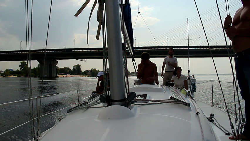 People on yacht. Sailing, yachting, outdoor activities, sport