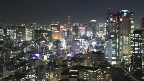 Time Lapse Movie Tokyo skyline at night. 25 fps PAL.