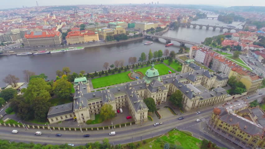 Government of Czech Republic in Prague aerial, seat of Cabinet
