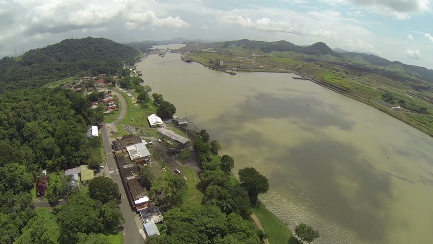 aerial view panama canal 77 48 Stock Footage Video (100% Royalty-free