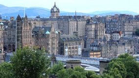 Edinburgh panorama footage during afternoon