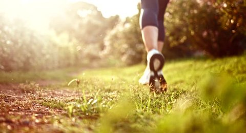 Runner Feet Running Jogging Grass Sunset Park Sneakers Outdoor Active Nature Lifestyle