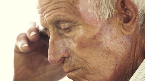 very old man portrait: aged, elderly, loneliness, senior, sad