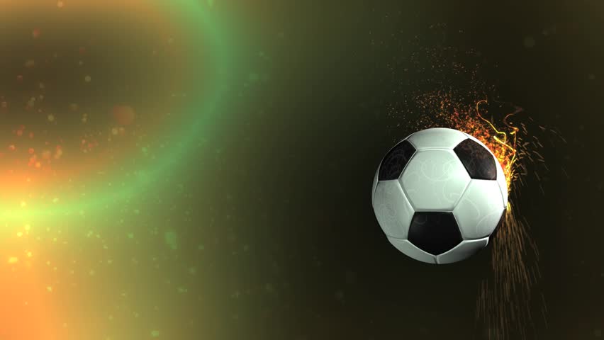 High definition animated background loop of a revolving soccer ball with added