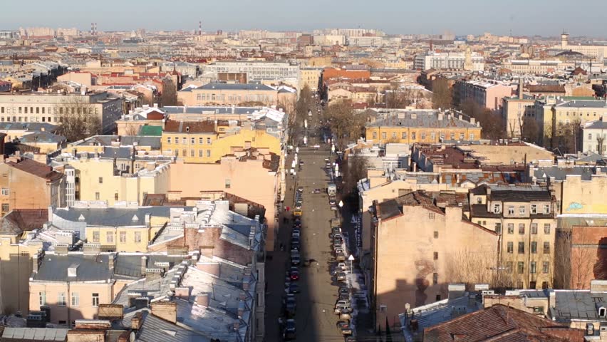 View from above on colourful cityscape of Saint Petersburg.
