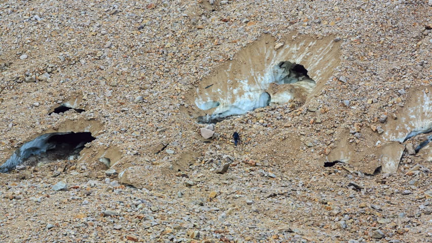 Angel Glacier and melt-water lake below Mount Edith Cavell, Jasper National Park, Alberta, Canada.Cave