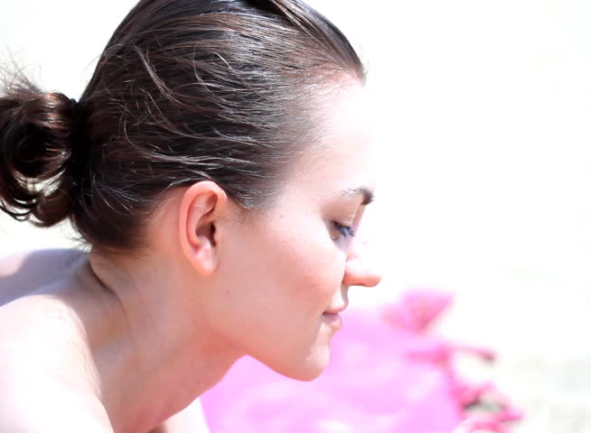 Attractive woman on beach - NTSC