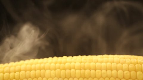 hot corn and steam emanating from it