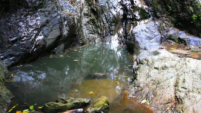 tropical rainforest landscape beautiful waterfall rocks Stock Footage ...