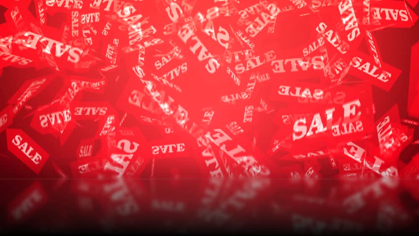 Sale Falling High definition animated background loop of red sale tags falling
