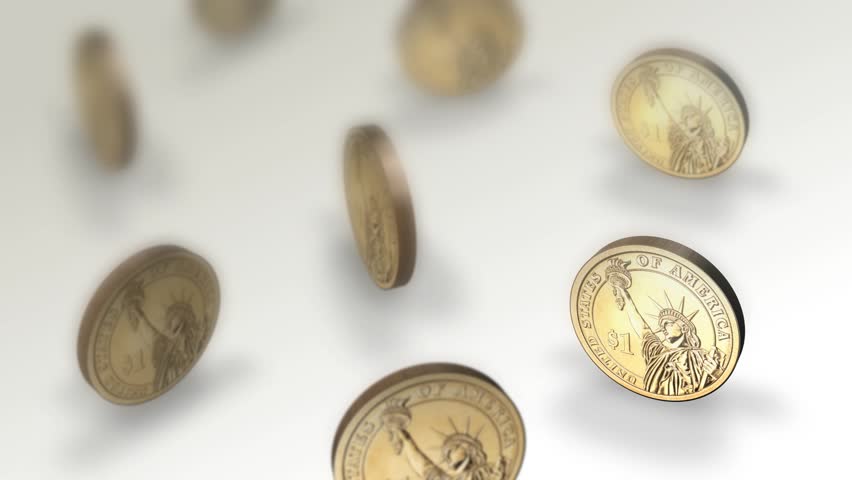 Spinning Dollar Loop High definition animated background loop of dollar coins