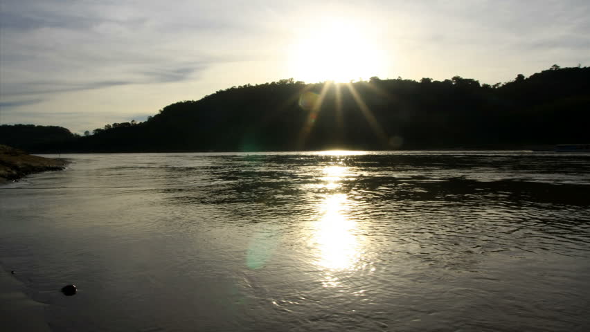 sunset  on the Mekong river in Lao