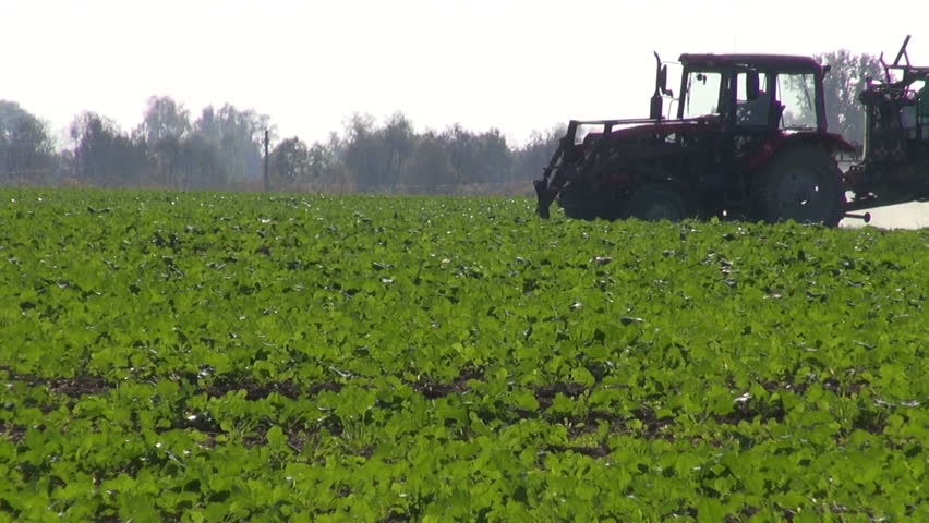 Tractor Sprinkler Spraying Fertilizers Pesticides Stock Footage Video