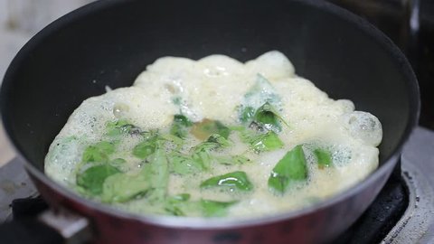 Thai style frying omelet with vegetable