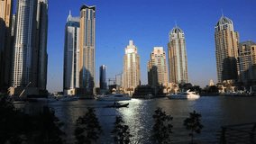 Shot of modern buildings at Dubai Marina, United Arab Emirates
