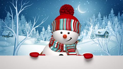 snowman waving hand snowy forest animated Stock Footage Video (100% ...