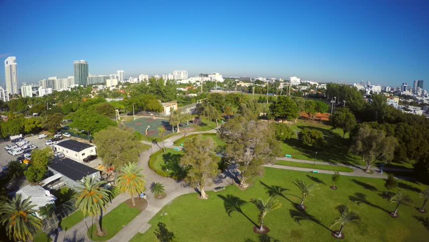Flamingo Park Miami Beach aeiral video 4k uhd
