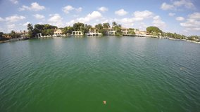 Aerial 4k video Miami Beach waterfront estates
