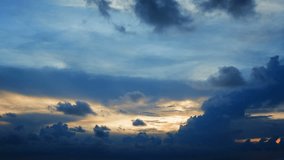 Video 1080p - Time-lapse progression of sky at sunset from light to dark. Clouds distand. mid. and close range build and drift quickly across the screen as the light fades