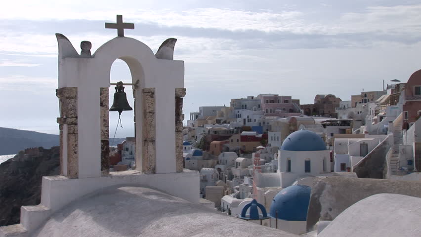 Orthodox Church and Bell Tower in Santorini