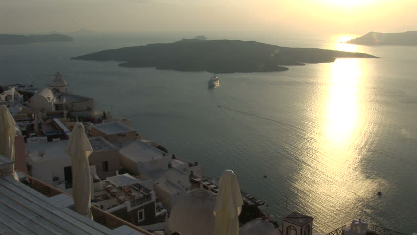 View over Santorini at Sunset