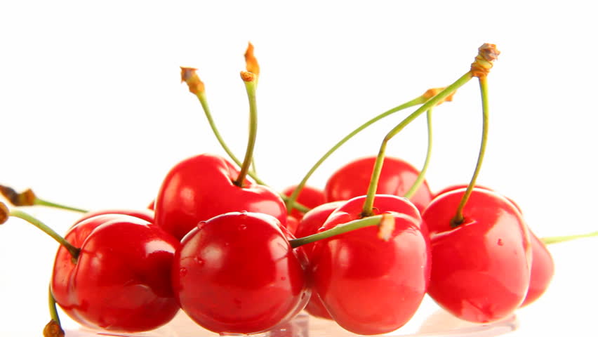 Cherry rotates on a white background