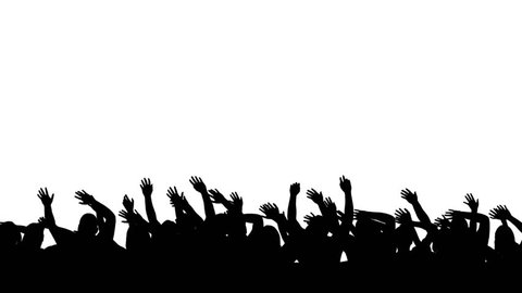 Crowd silhouette of people clapping excited at a club, concert or sports event