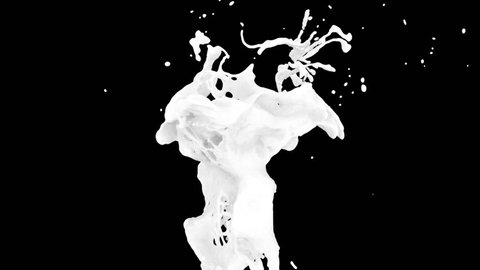 white color splashing abstract in slow motion, alpha channel included (FULL HD)