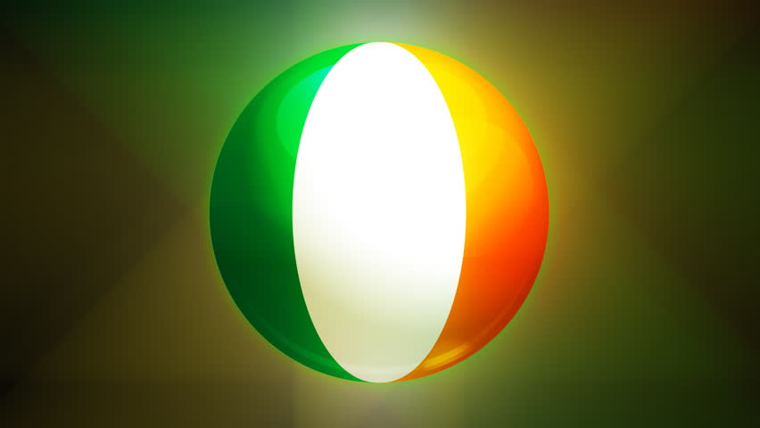 Irish flag spinning globe with shining lights - loop 