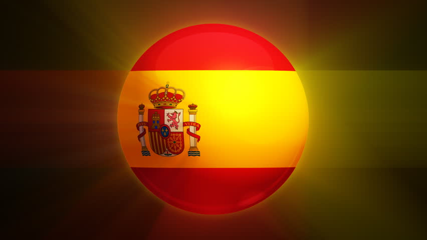 Spanish flag spinning globe with shining lights - loop 