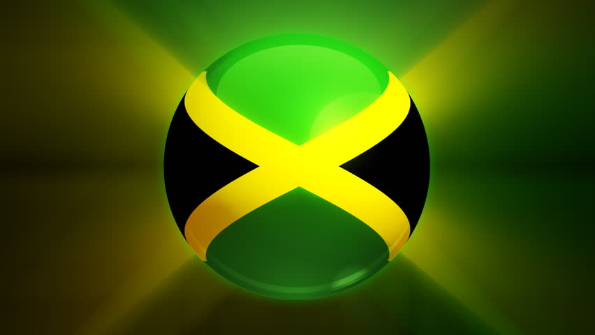 Jamaica flag spinning globe with shining lights - loop 