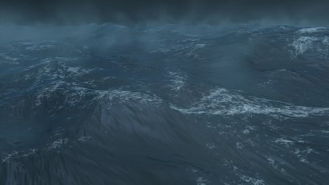 High quality 3D render of stormy ocean, extremely realistic, created using Maya and Digital Fusion.