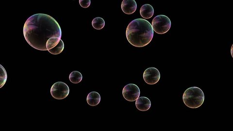 4k soap bubbles isolated on black background, seamless loop (Hd, seamless loop, 3840 X 2160, ready for compositing, isolated on black, with alpha channel) Calm Video Background Loop