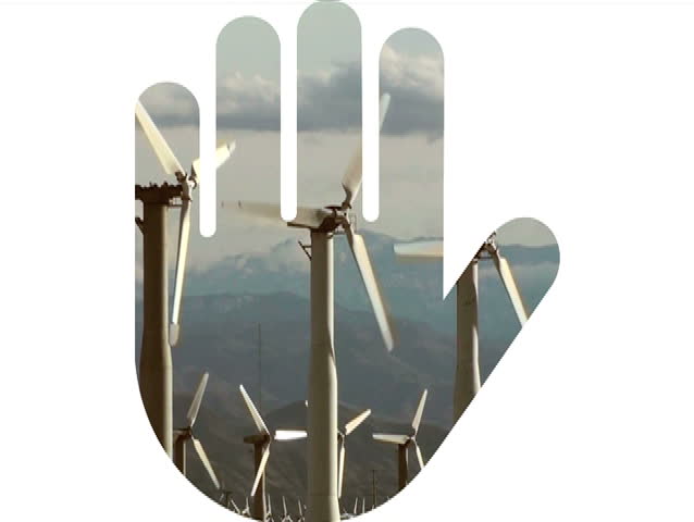 Hand Print Symbol Wind Turbines Stock Footage Video (100% Royalty-free