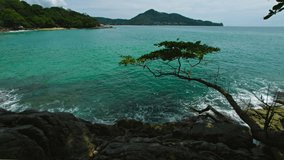 Video 3840x2160 UHD - View of the tropical sea bay from the cliff