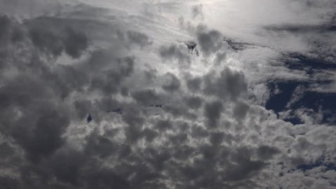 Time Lapse, Waves of puffy storm clouds swim across sky. 4K UHD 3840x2160