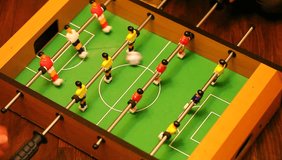 game of foosball. rotation of players