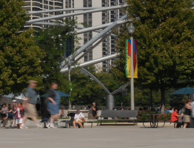 People enjoying city park time lapse
