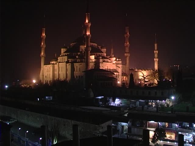 Blue mosque at night in Istanbul, Turkey