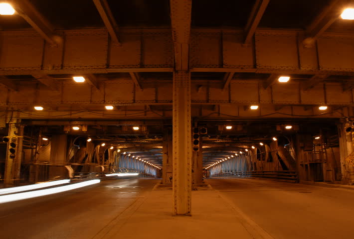 Underground traffic tunnel time lapse