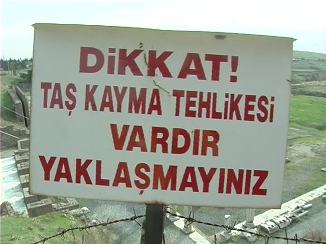 Sign on the ruins of Asclepion, Turkey