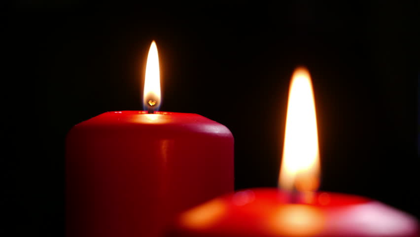 Two Red Candles, Burning, in Stock Footage Video (100% Royalty-free