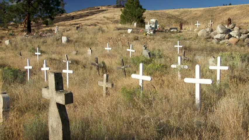 Crosses in Cemetery Colville Indian Reservation, 4K