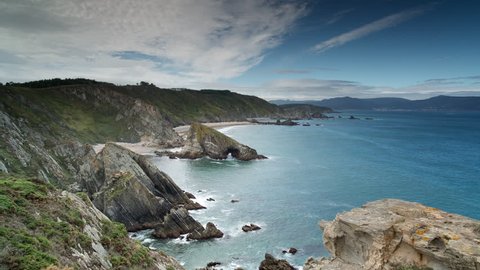 stunning timelapse view of the sea from clifftops in galicia, northern spain
