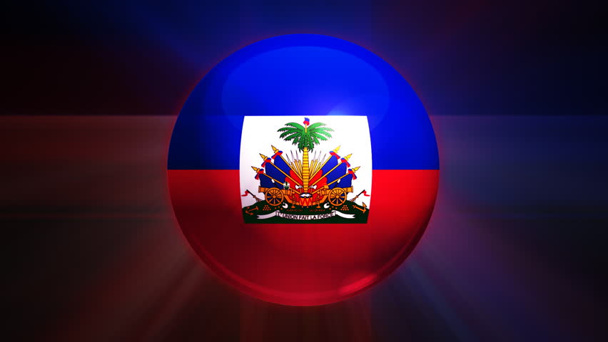 Haiti flag spinning globe with shining lights - loop 