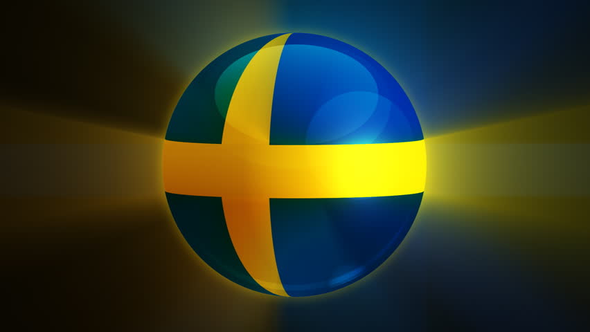 Sweden flag spinning globe with shining lights - loop 