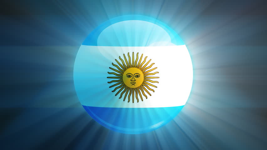 Argentina flag spinning globe with shining lights - loop 