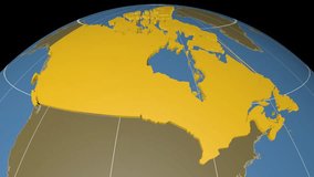 CANADA extruded on the world map with administrative borders and graticule. Solid colors used. - Powered by Shutterstock - Get 15% off with code: PIKWIZARD15
