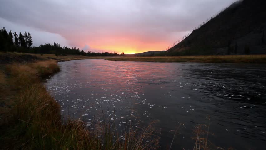 Sunrise along the Madison River in Yellowstone National Park.